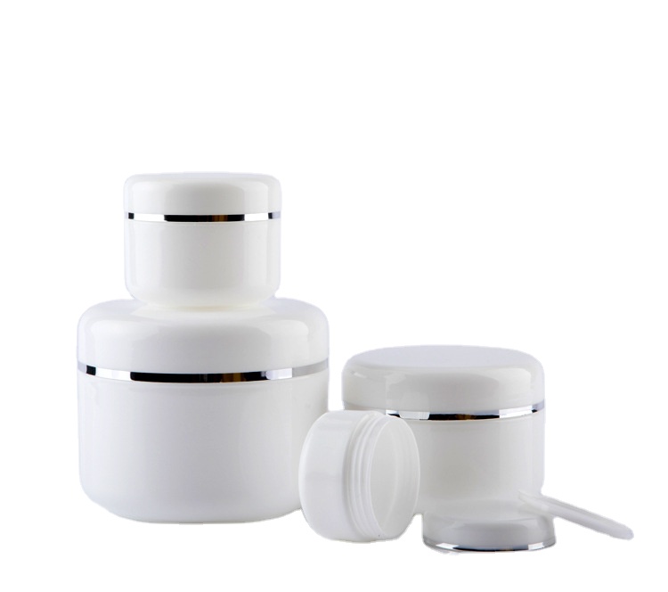 wholesale white 100ml PP plastic jar used for Facial mask/lotion/cream white 100g PP Silver edge cream jar for cosmetics