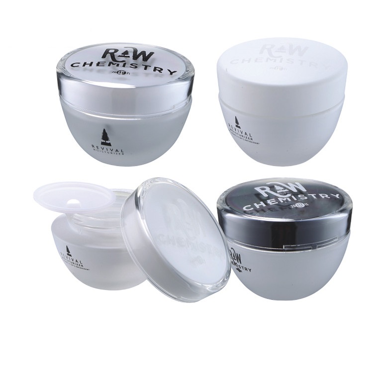 wholesale white  glass aluminum white cap container for skincare eye cream lotion 50g glass jar