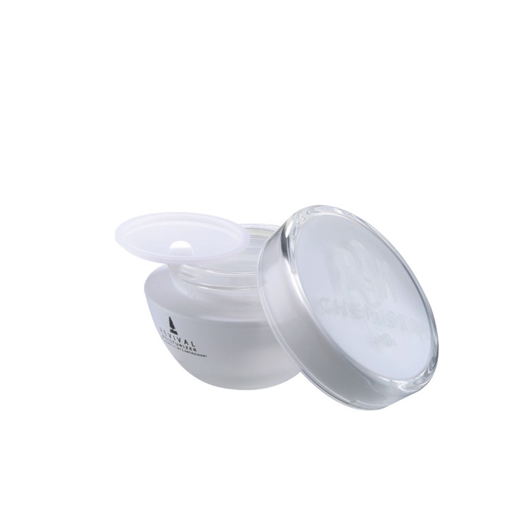 wholesale white glass aluminum white cap container for skincare eye cream lotion 50g glass jar