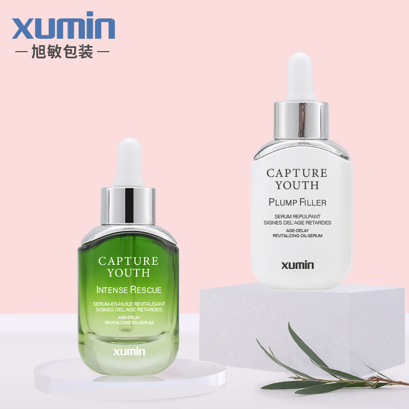 wholesale white/green cosmetic glass dropper bottle 30ml for glass dropper for cosmetic essential oil bottle