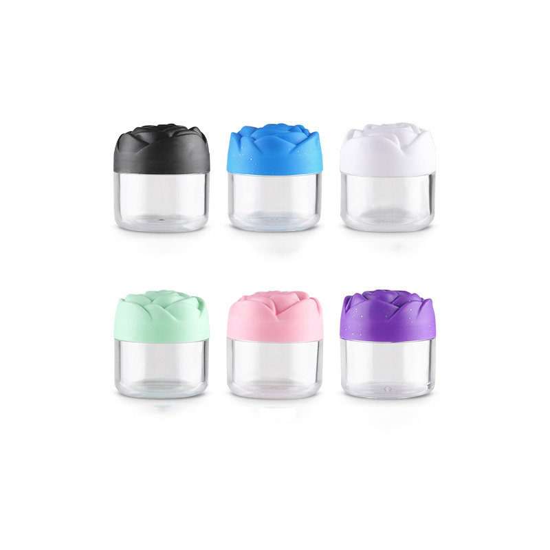 wholesale wide cosmetic clear body plastic jar with colourful lid like cake shape