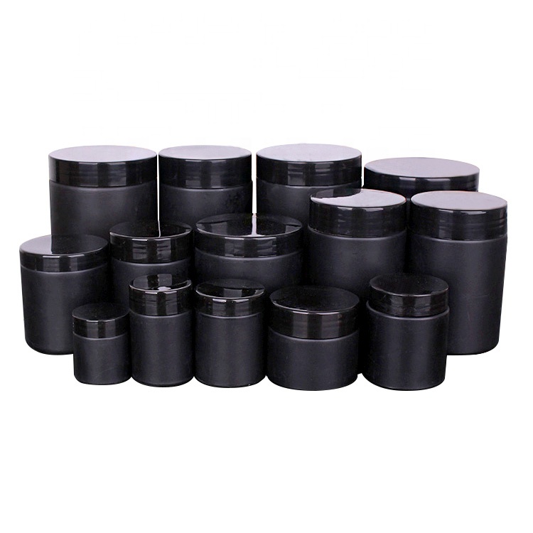 wholesale wide mouth matte black food storage glass spice jar with black lid