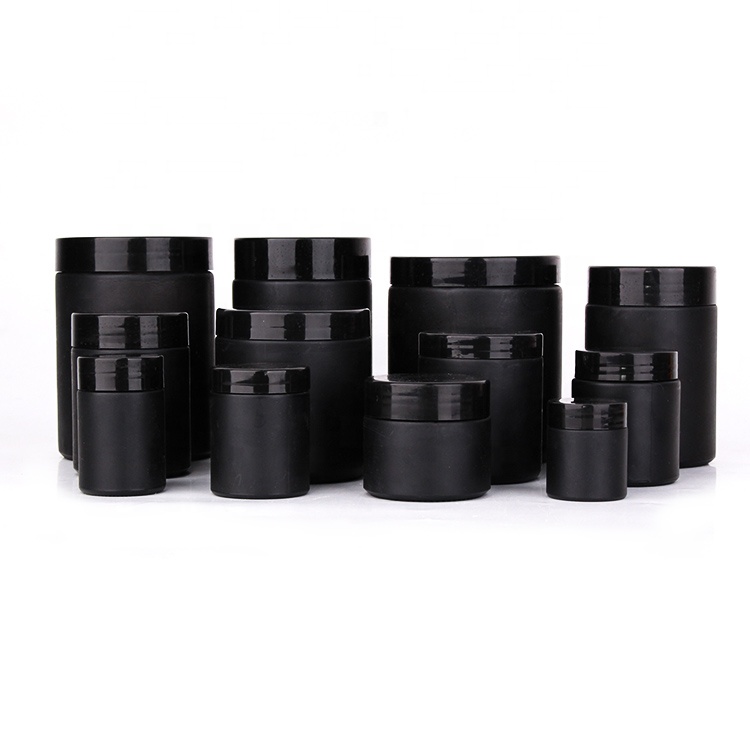 wholesale wide mouth matte black food storage glass spice jar with black lid