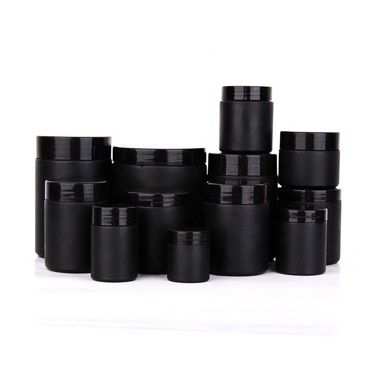 wholesale wide mouth matte black food storage glass spice jar with black lid