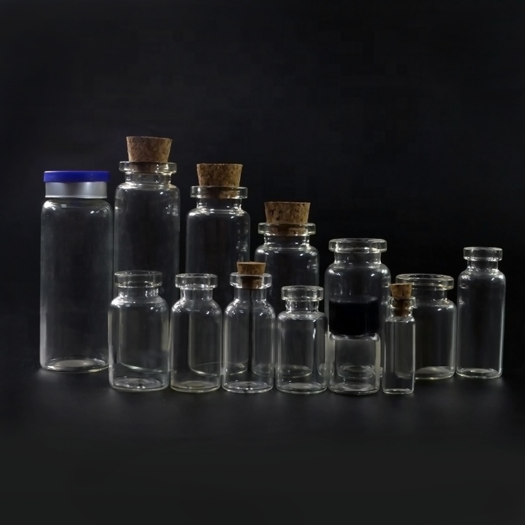 wholesales 0.5 1 2 3 4 5 7 9 10 15 20 25 30 35 40 50 60ml small vials glass bottle with cork top