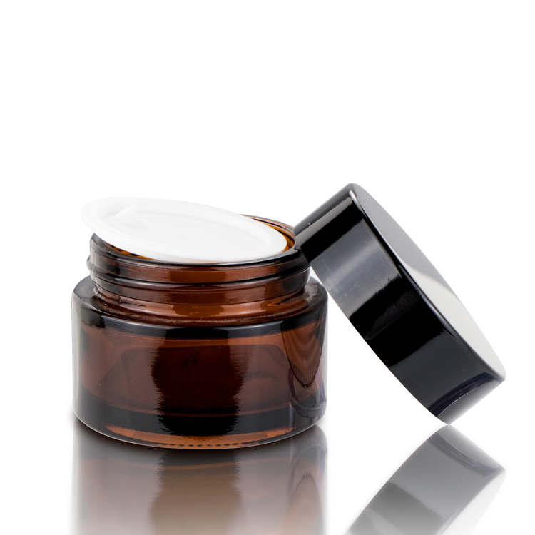 wholesales 20g 30g 50g luxury  cosmetic packaging empty glass  skincare  amber glass jars bottles containers