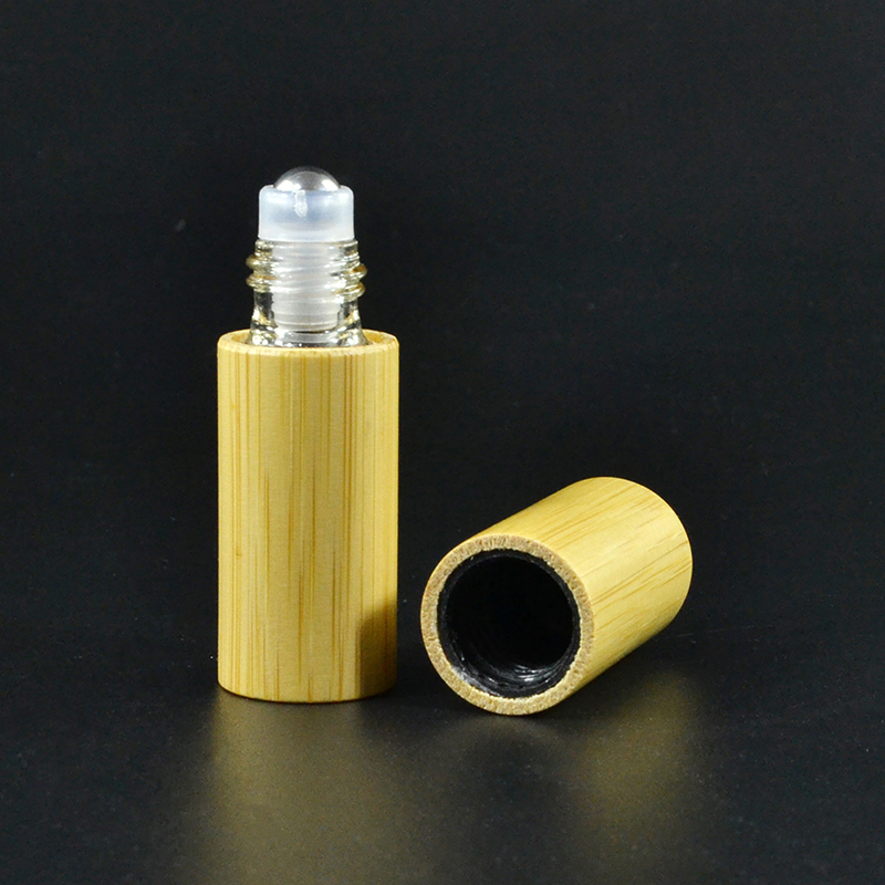 wholesales cheap high quality hot sales empty 5ml 10ml 15ml cosmetic packaging essential oil glass bamboo roller bottle