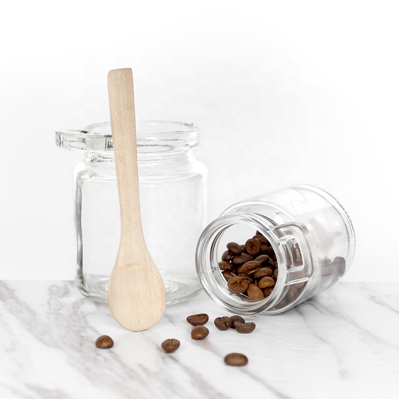 wholesales high quantity 100ml 200ml 300ml frosted bath salt pot container with wooden spoon