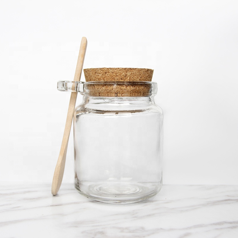 wholesales high quantity 100ml 200ml 300ml frosted bath salt pot container with wooden spoon