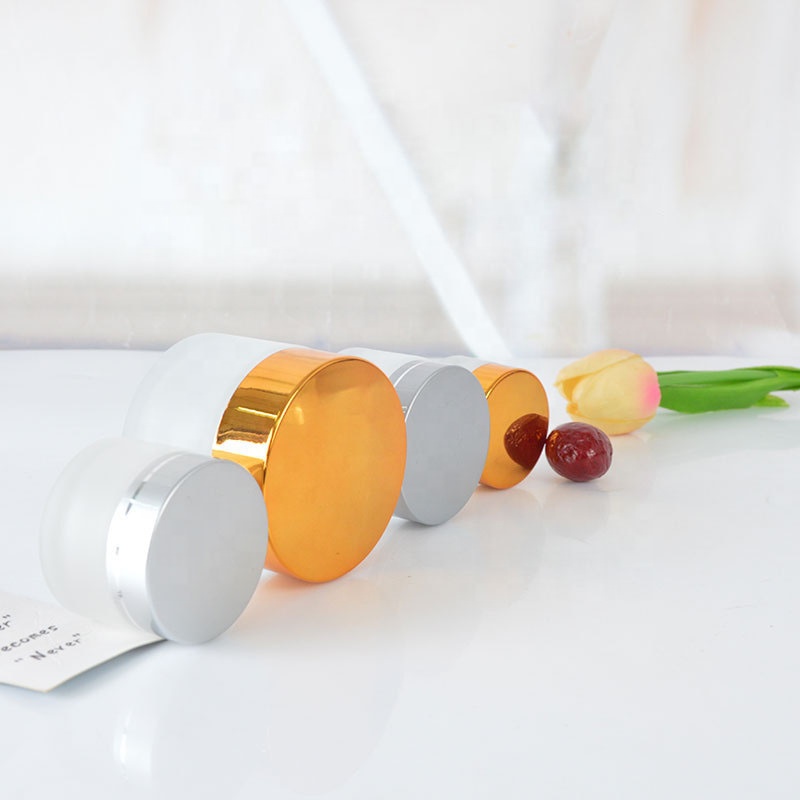 whosale 5g 10g 15g 20g 30g 50g 100g frosted clear cosmetic glass jar with gold screw cap