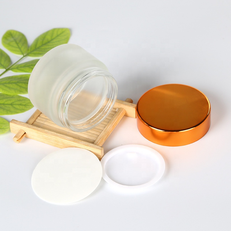 whosale 5g 10g 15g 20g 30g 50g 100g frosted clear cosmetic glass jar with gold screw cap
