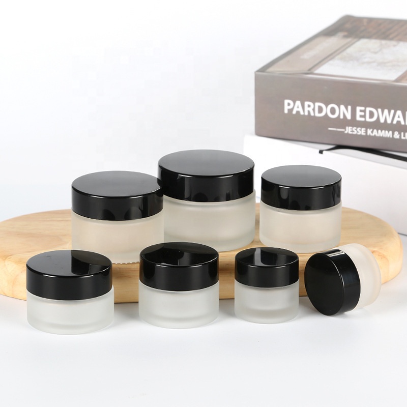 whosale 5g 10g 15g 20g 30g 50g 100g frosted clear cosmetic glass jar with gold screw cap