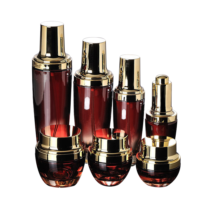 whosale cosmetic packaging set transparent glass bottle and jar manufacturer