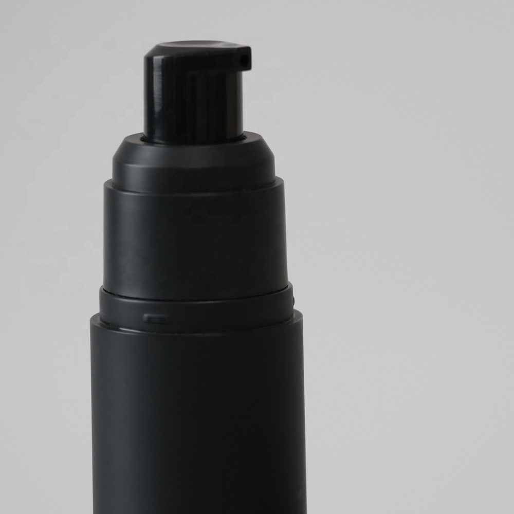 whosale empty black plastic airless pump bottle matte frosted finish plastic cosmetic packaging bottle
