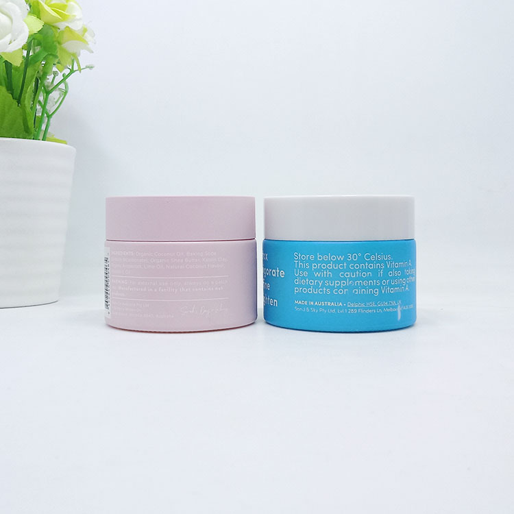 wide mouth 15g 20g 30g 50g 100g opal white glass ceramic purple and blue cream jar with pink and white plastic lid