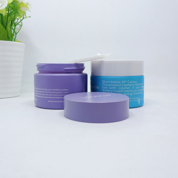 wide mouth 15g 20g 30g 50g 100g opal white glass ceramic purple and blue cream jar with pink and white plastic lid