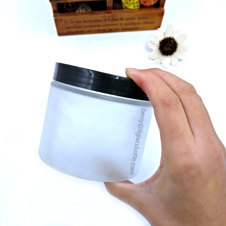 wide mouth 400ml frosted glass bottle 330ml 11oz empty body packaging jar with lids