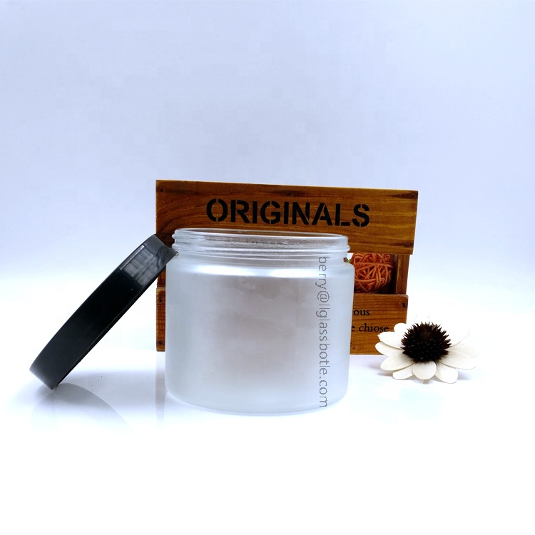 wide mouth 400ml frosted glass bottle 330ml 11oz empty body packaging jar with lids