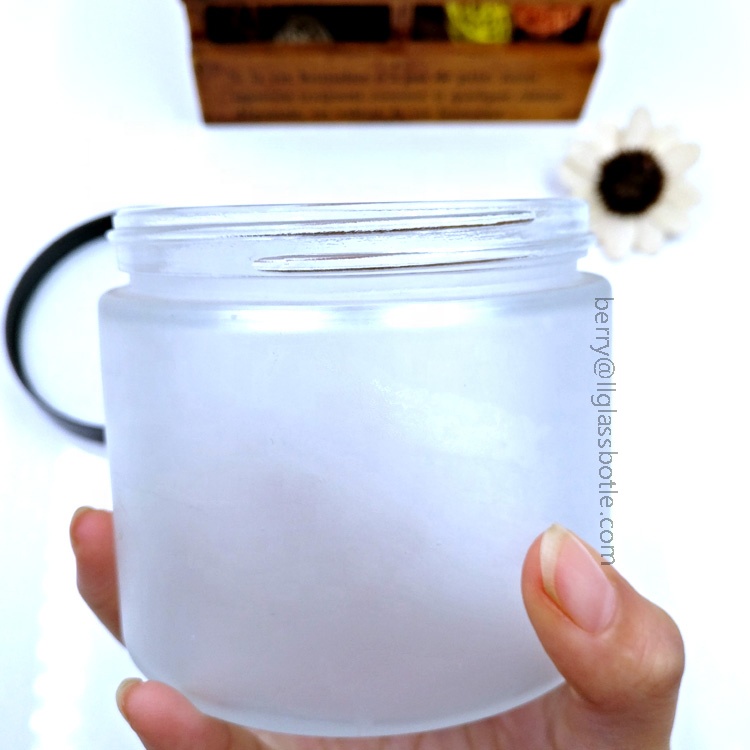 wide mouth 400ml frosted glass bottle 330ml 11oz empty body packaging jar with lids