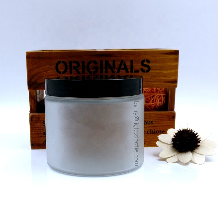 wide mouth 400ml frosted glass bottle 330ml 11oz empty body packaging jar with lids