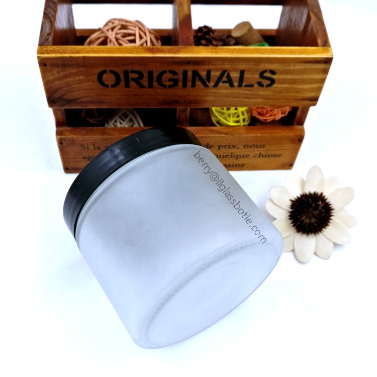 wide mouth 400ml frosted glass bottle 330ml 11oz empty body packaging jar with lids