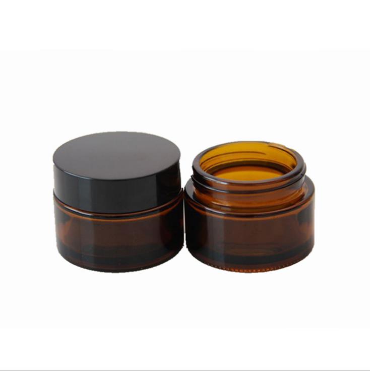 wide mouth Cosmetic 100 ml amber glass jar with metal lid for skin care cream