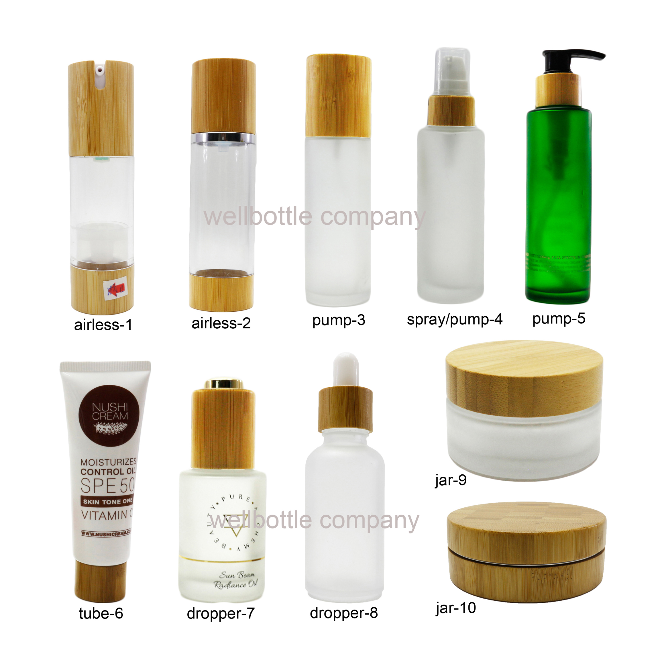 wide mouth decorate glass jars amber frosted 5g 15g 30g 50g 100g body Butter cosmetic jar with bamboo lid J012E