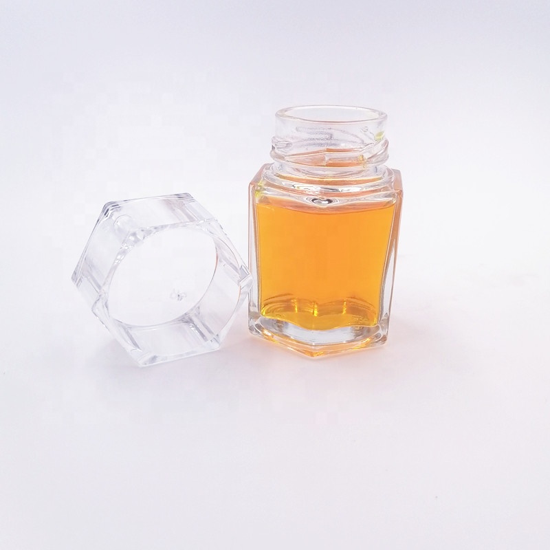 wide mouth honey bee jar spice food container clear storage caviar glass bottle hexagon 60ml jam sauce twist off lid vitamin