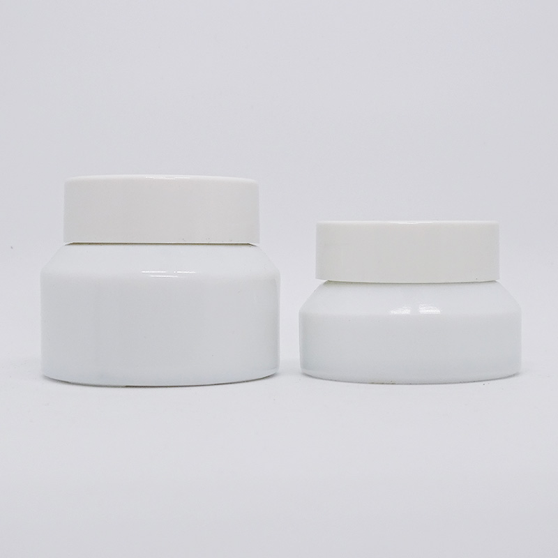 wide mouth opal white ceramic jar for skin personal care cream packaging