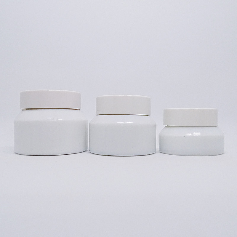 wide mouth opal white ceramic jar for skin personal care cream packaging