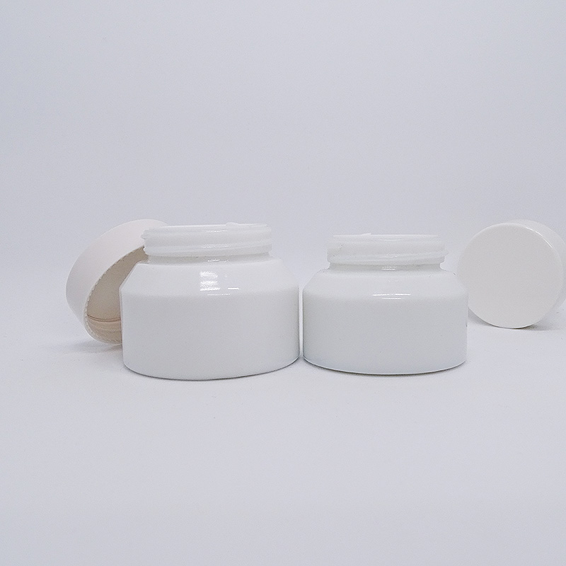 wide mouth opal white ceramic jar for skin personal care cream packaging