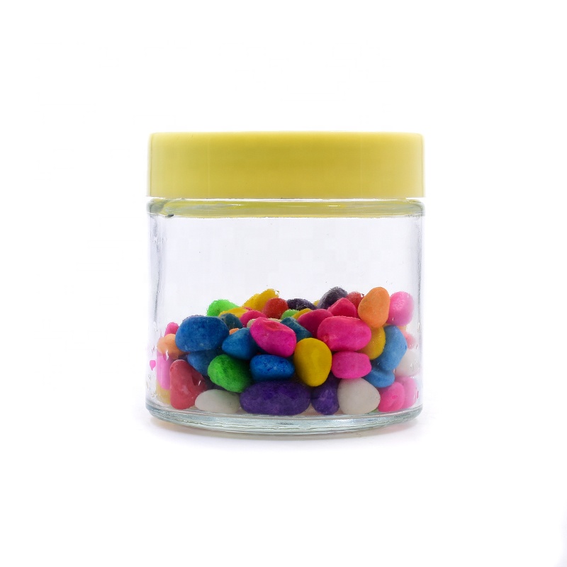wide mouth storage jars customized high quality clear round straight sided glass jar with screw lid for food candy honey caviar