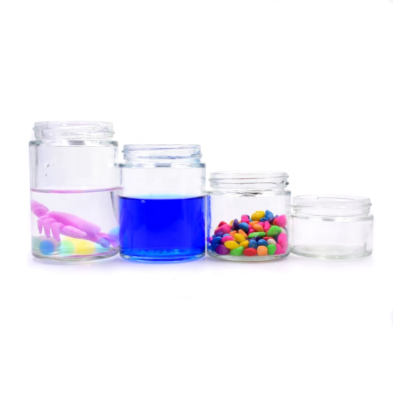 wide mouth storage jars customized high quality clear round straight sided glass jar with screw lid for food candy honey caviar