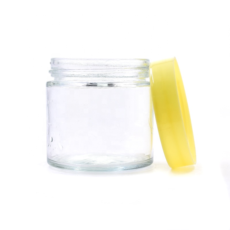 wide mouth storage jars customized high quality clear round straight sided glass jar with screw lid for food candy honey caviar