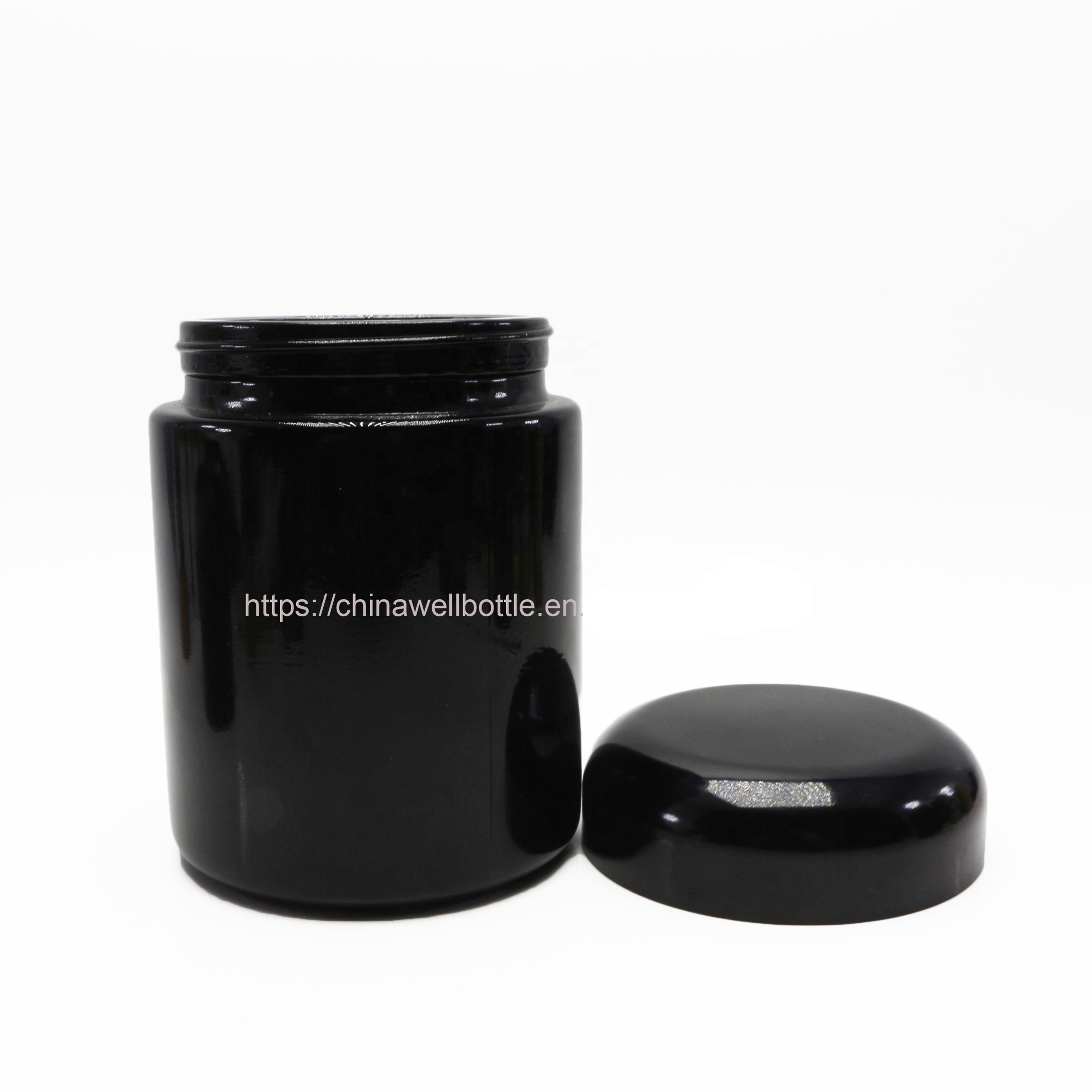 wide mouth uv protection violet black glass cream jar volume customized CRC jar  DV149E