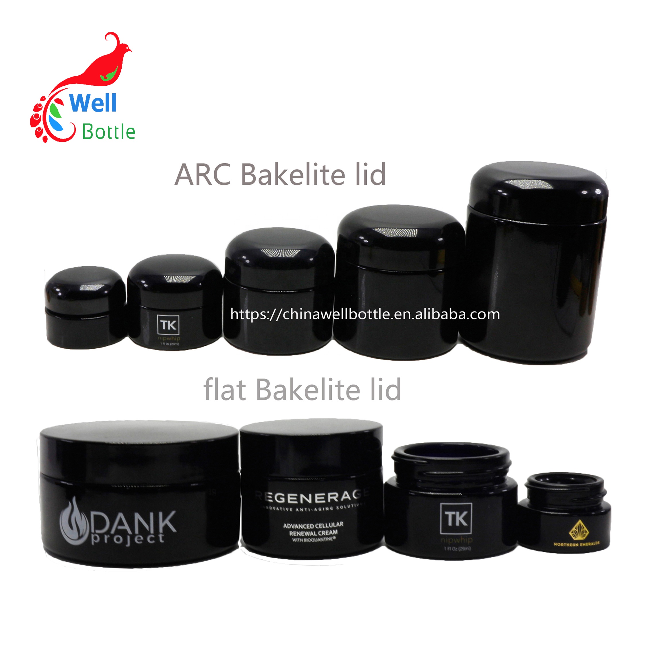 wide mouth uv protection violet black glass cream jar volume customized CRC jar DV149E