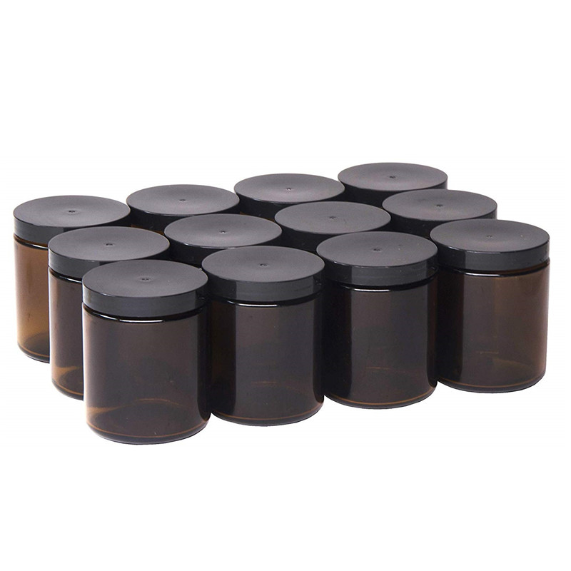 with black metal lid Christmas candle jar amber glass straight side jar