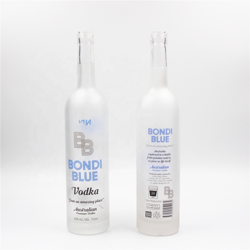 with printed logo frosted 750ml glass vodka/whiskey/wine bottle