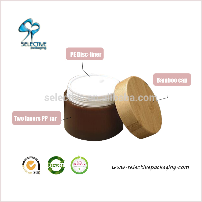 wooden cap 10g/20g/30g/50g/100g/150g/200g/250g PP jar with bamboo cap