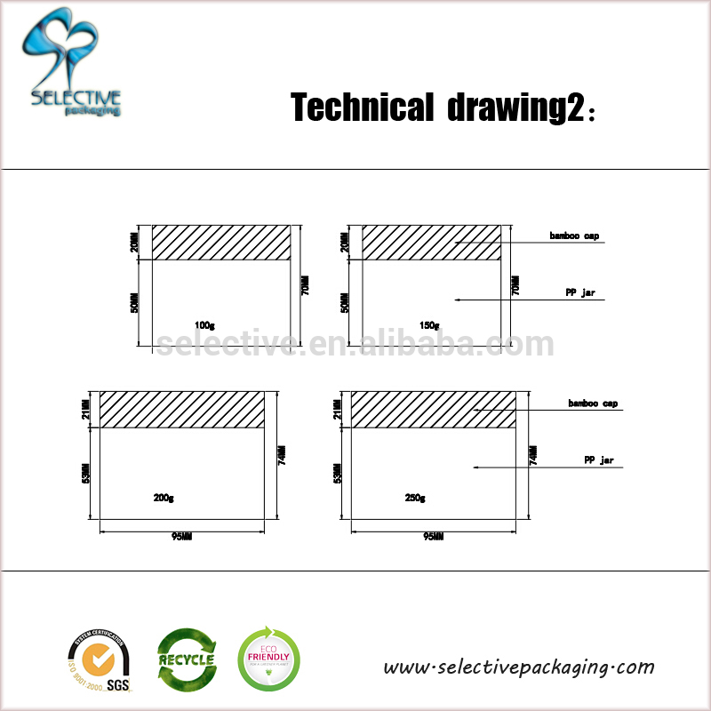 wooden cap 10g/20g/30g/50g/100g/150g/200g/250g PP jar with bamboo cap