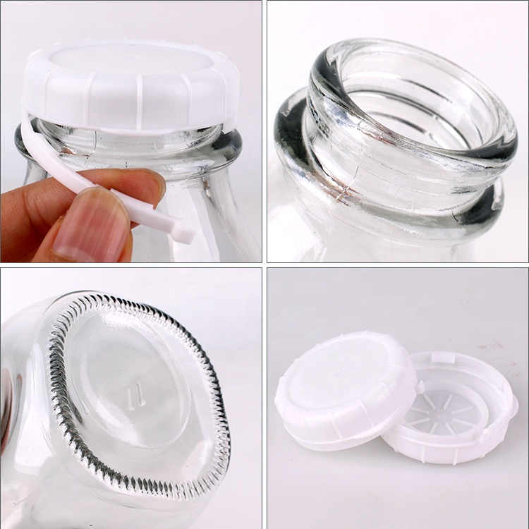 wooden crate packing 4pcs one set 930ml glass square milk bottle