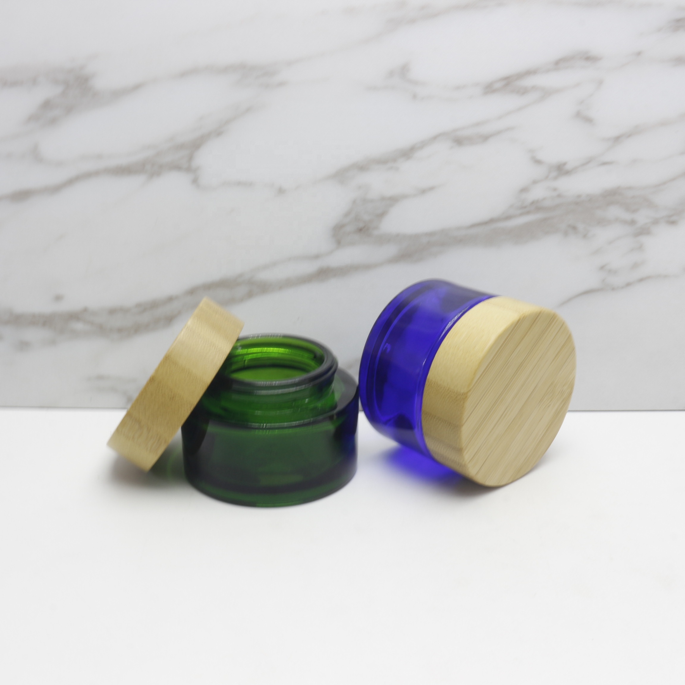 wooden lid glass jar container with bamboo lid for face cream lip balm body butter custom logo BJ-120N