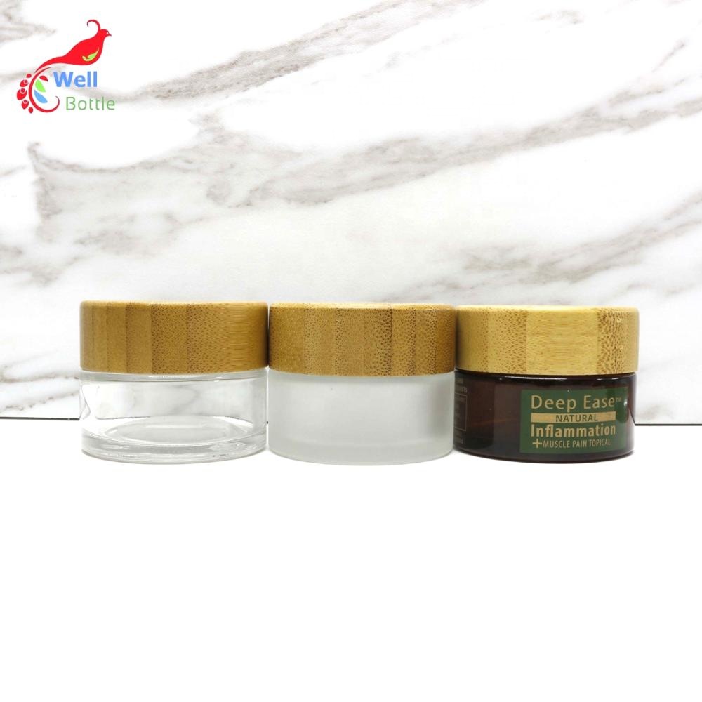 wooden lid glass jar container with bamboo lid for face cream lip balm body butter custom logo BJ-120N