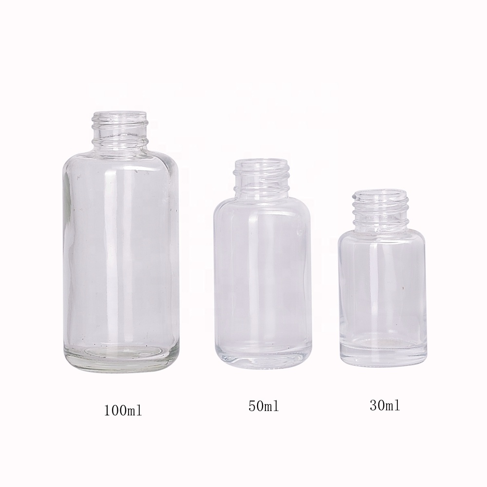 wooden packaging 30ml 50ml 100ml empty glass bottle bamboo cap body lotion spray pump glass with bamboo lid