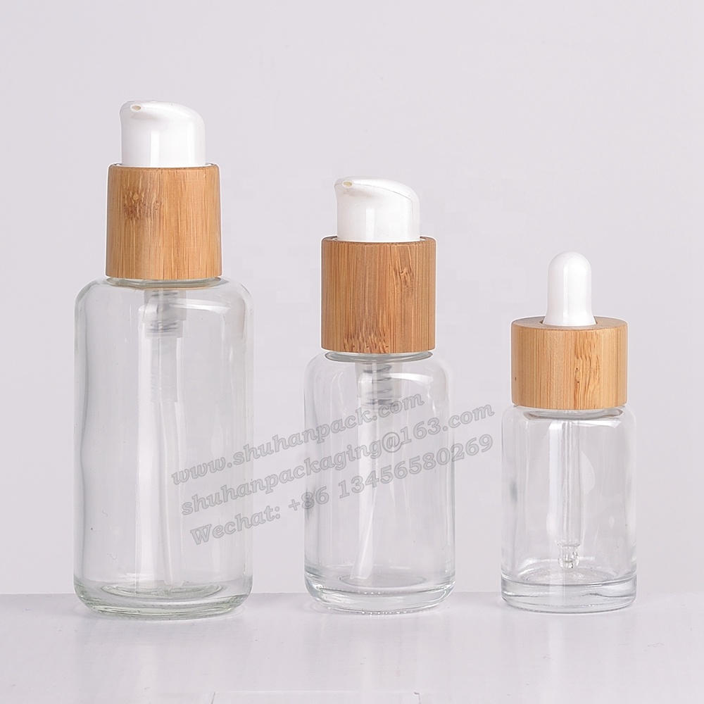 wooden packaging wood soap dispenser glass lotion bottle cosmetic bottles spray and 30g 50g bamboo glass jar with bamboo lid