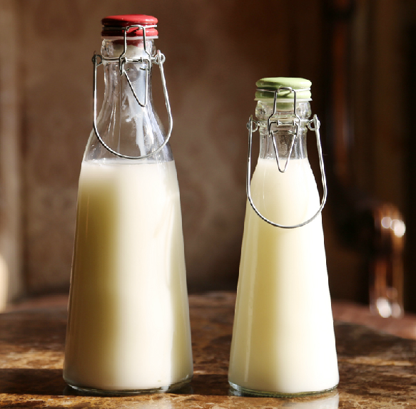 zibo glass milk bottle with ceramic lid